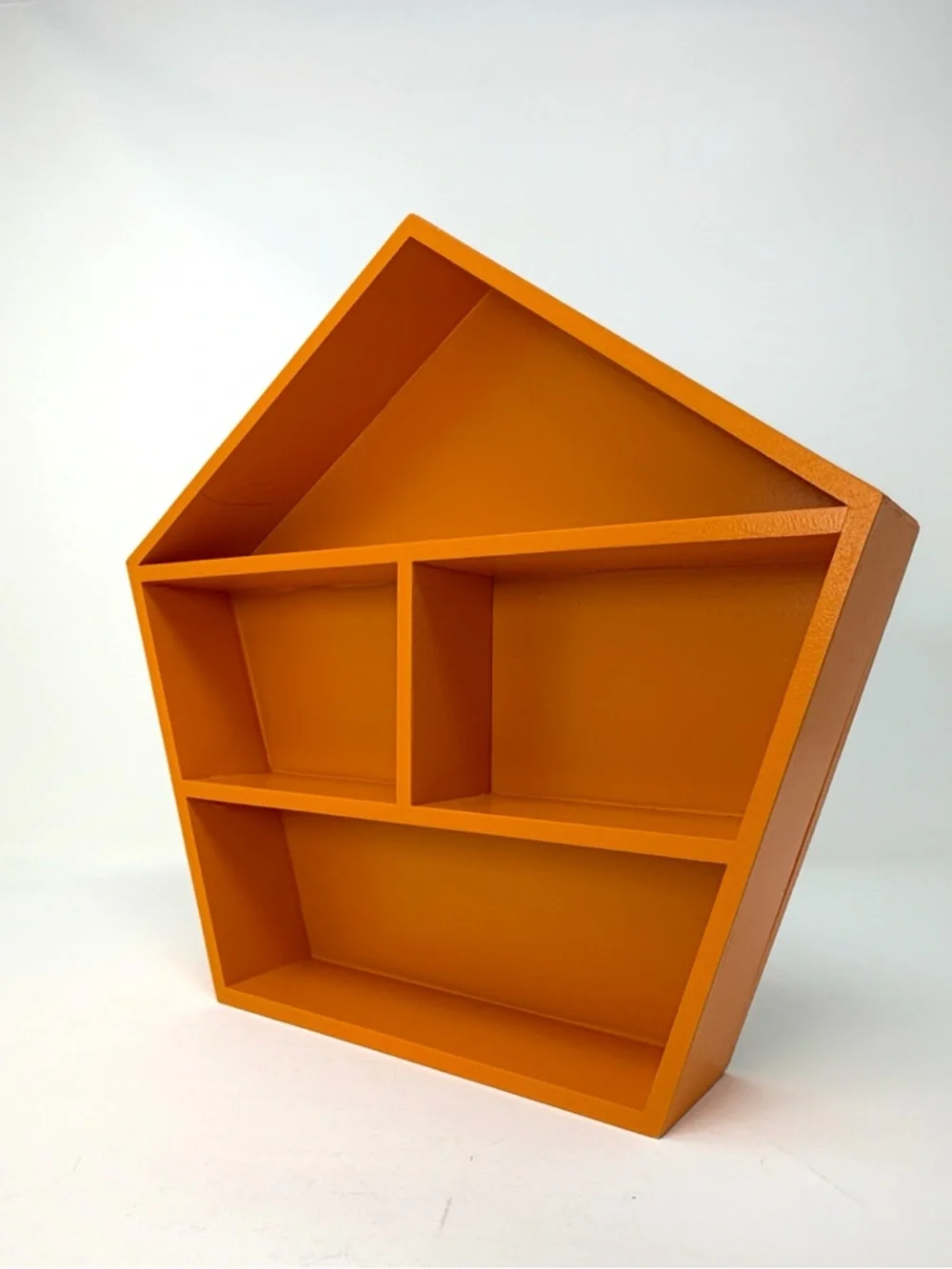Orange Wall Shelf Trinket Display Organizer Geometric Hanging 10in